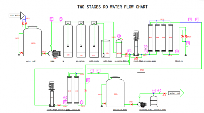 1000L Double Pass RO System Industrial Reverse Osmosis Water Plants